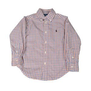 Ralph Lauren Boys 4/4T Plaid  Orange/Blue/White‎ Button Up Long Sleeve Shirt